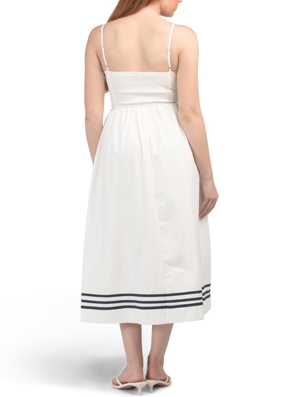Moon River White Striped Sleeveless Flared Midi Dress size S ( White Lotus Piper - Picture 4 of 7
